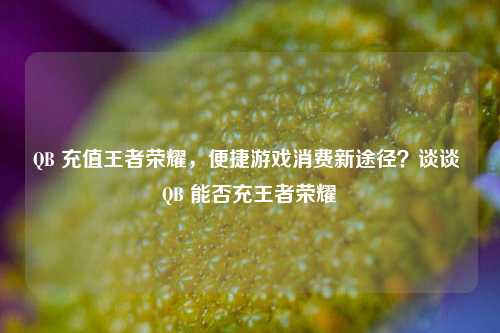 QB 充值王者荣耀，便捷游戏消费新途径？谈谈 QB 能否充王者荣耀
