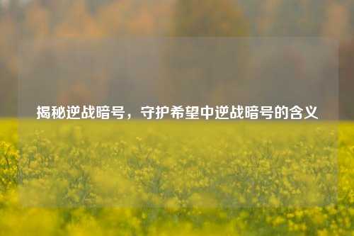 揭秘逆战暗号，守护希望中逆战暗号的含义