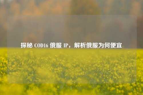 探秘 COD16 俄服 IP，解析俄服为何便宜