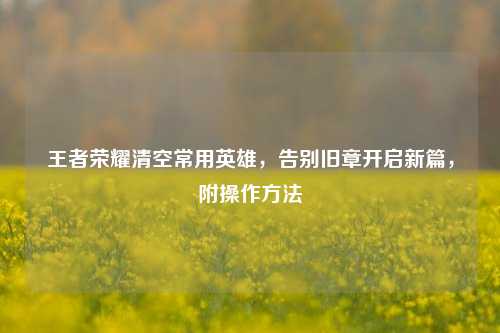 王者荣耀清空常用英雄，告别旧章开启新篇，附操作方法