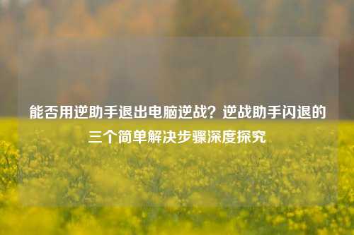 能否用逆助手退出电脑逆战?逆战助手闪退的三个简单解决步骤深度探究