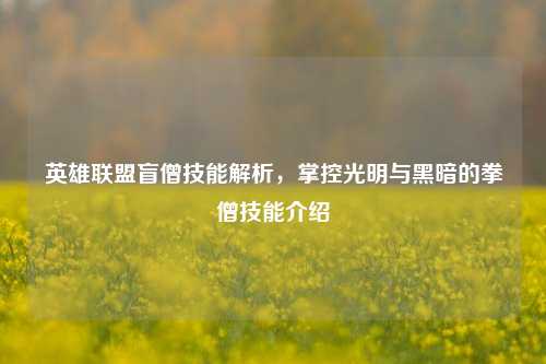英雄联盟盲僧技能解析，掌控光明与黑暗的拳僧技能介绍