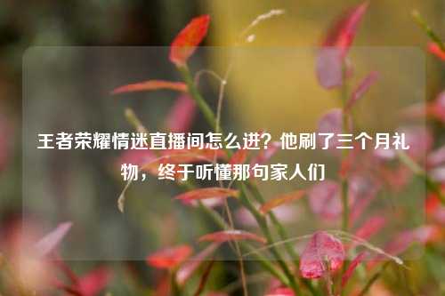 王者荣耀情迷直播间怎么进?他刷了三个月礼物,终于听懂那句家人们