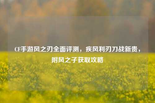 CF手游风之刃全面评测,疾风利刃刀战新贵,附风之子获取攻略